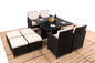 8CM Thickness Cushion Rattan Dining Table And Chairs 4PCS Ottoman Covered