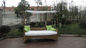 Brown Roofed Outdoor Swimming Pool Wicker Daybed With Long Pillow